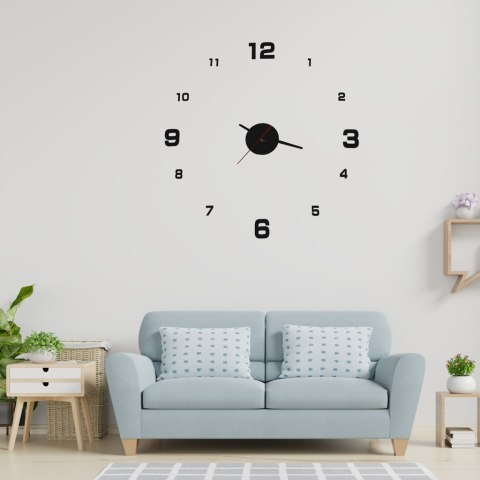 Zegar ścienny do salonu kuchni DIY naklejany nowoczesny 3D czarny 4 duże cyfry Zegar ścienny do salonu kuchni DIY naklejany nowoczesny 3D czarny 4 duże cyfry