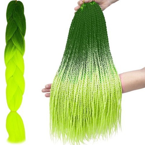 Włosy syntetyczne warkoczyki ombre ziel/neonW10344 Włosy syntetyczne warkoczyki ombre ziel/neonW10344