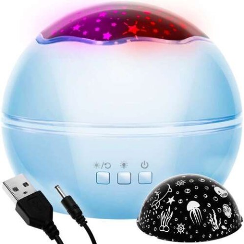 Lampka nocna z projektorem- niebieska LP16858 Lampka nocna z projektorem- niebieska LP16858