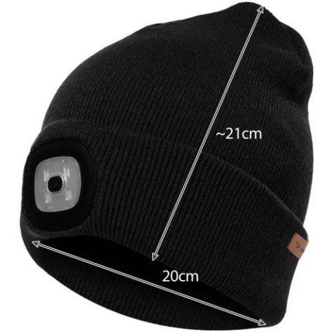 Czapka zimowa z latarką- czarna Trizand 22663 Czapka zimowa z latarką- czarna Trizand 22663