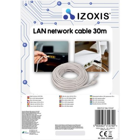Kabel sieciowy LAN 30m Izoxis 22532 Kabel sieciowy LAN 30m Izoxis 22532