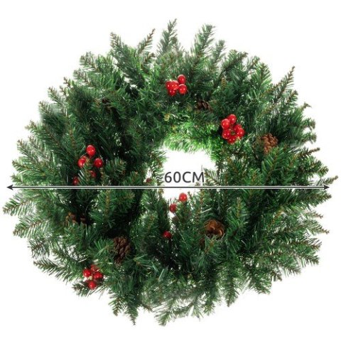 Stroik Świąteczny Wianek na Drzwi Dekoracyjny Ozdobny Ozdoba 60cm Gęsty XXL Stroik Świąteczny Wianek na Drzwi Dekoracyjny Ozdobny Ozdoba 60cm Gęsty XXL