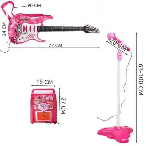 Gitara + mikrofon + wzmacniacz róż 22407 Gitara + mikrofon + wzmacniacz róż 22407