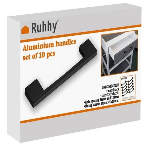 Uchwyt meblowy czarny- 10szt. Ruhhy 24190 Uchwyt meblowy czarny- 10szt. Ruhhy 24190