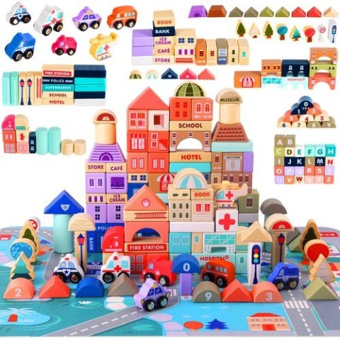 Klocki drewniane 115 szt- miasto 23519 Klocki drewniane 115 szt- miasto 23519
