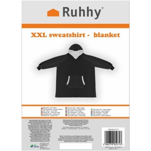 Bluza XXL - koc czarny Ruhhy 24403 Bluza XXL - koc czarny Ruhhy 24403