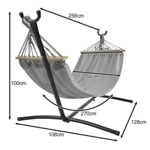 Hamak ogrodowy 200x150cm Gardlov ze stelażem 25466 Hamak ogrodowy 200x150cm Gardlov ze stelażem 25466