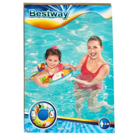 Kółko do pływania koło dmuchane kółko plażowe pingwinek 60 kg BESTWAY 36113 51 cm Kółko do pływania koło dmuchane kółko plażowe pingwinek 60 kg BESTWAY 36113 51 cm