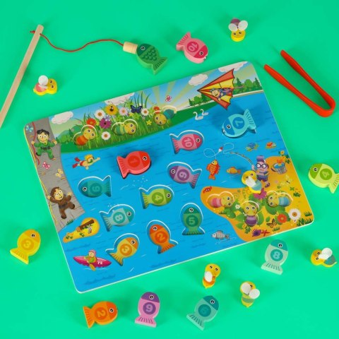 Gra drewniana rybki łowienie rybek na magnes pszczółki montessori Gra drewniana rybki łowienie rybek na magnes pszczółki montessori