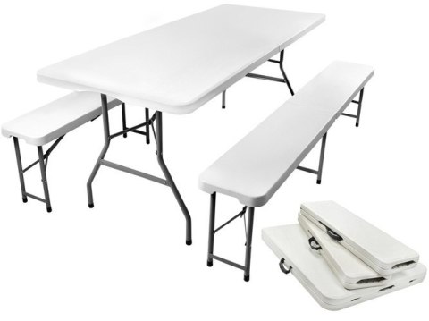 Stół ogrodowy składany 180cm + 2 ławki Stół ogrodowy składany 180cm + 2 ławki